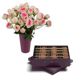 Boîte de mini chocolats et roses Mimi Eden