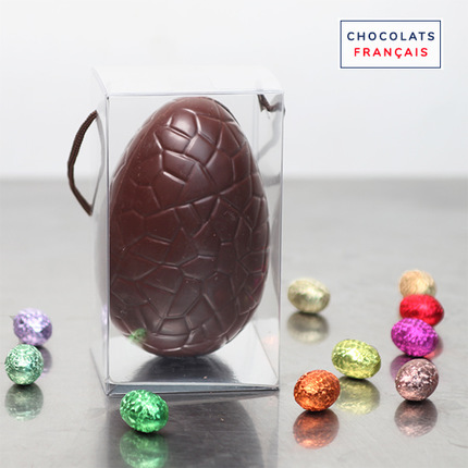 Large dark chocolate crackled Easter egg
