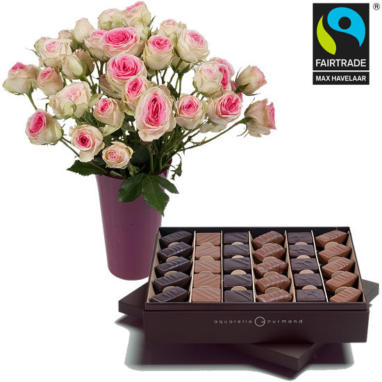 Offer a chocolate assortment and roses