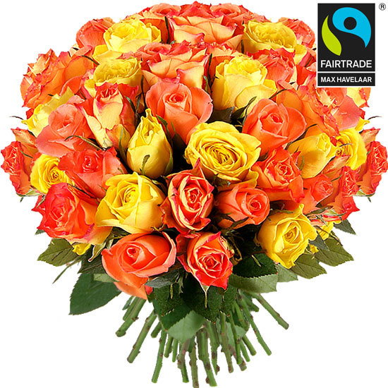 Send a bouquet of yellow and orange roses