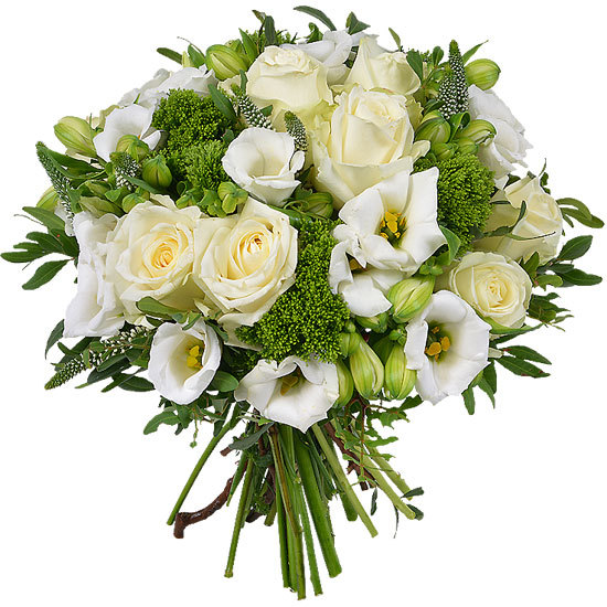Offer a white and green bouquet