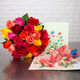 1 bouquet de 25 roses multicolores + 1 carte 3D fleurie 