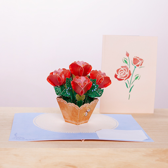 1 petit bouquet + 1 carte 3D fleurie  2