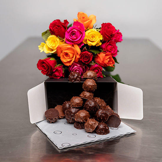 Chocolate rochers and 15 roses