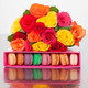 Assortment of macaroons and 15 roses.