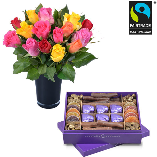 Violet Box of Sweet Treats and Roses