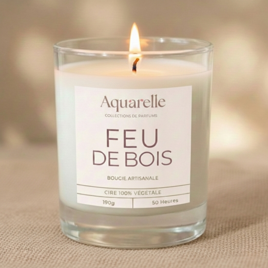 Bougie Feu de Bois Cire 100% végétale, fabrication artisanale française (190 g) 3