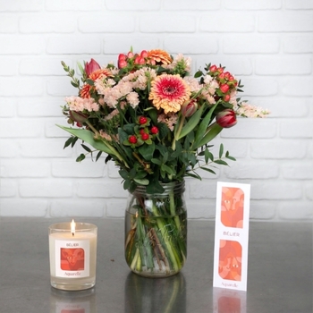 Bouquet Bélier Fleurs orangées et rouges Collection Zodiac Aquarelle