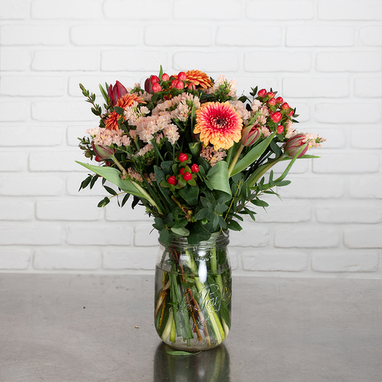 Bouquet Bélier Fleurs orangées et rouges Collection Zodiac Aquarelle 2