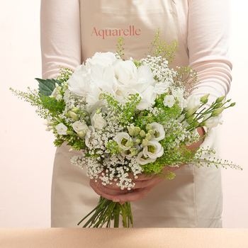 White Hydrangea Lisianthus Bouquet Aquarelle