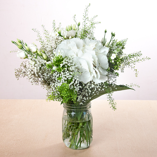 White Hydrangea Lisianthus Bouquet Aquarelle 2