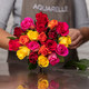 Harlequin bouquet of 20 multicoloured roses