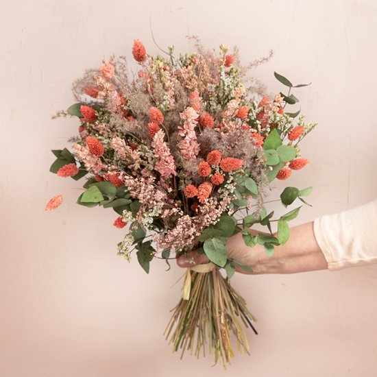Pink Coral Dried Flower Bouquet Rosa Cadaqués Aquarelle