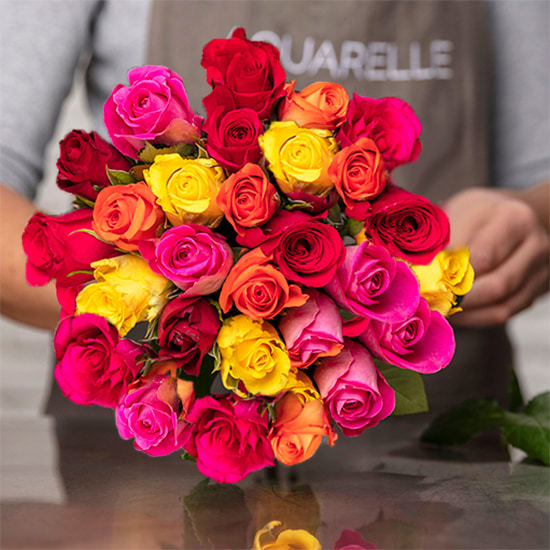 Harlequin Bouquet of roses