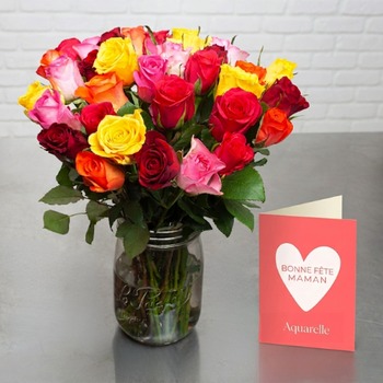 Bouquet de roses Arlequin