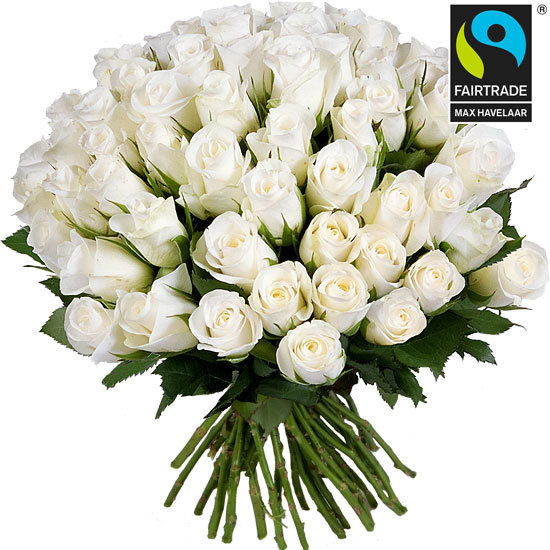 Bouquet de roses blanches + 30 jonquilles