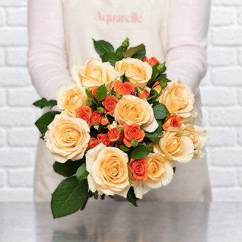 Peach Orange Rose Bouquet Peach Avalanche Spray Roses