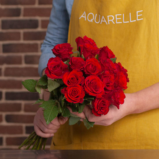 Bouquet de roses rouges - Aquarelle - Livraison de fleurs