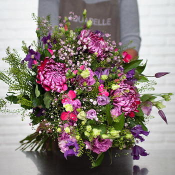 Autumn Softness Bouquet Chrysanthemums Clematis Aquarelle