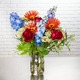 Bouquet Éclat de Saison Pivoines rouges, gerberas et delphinium | Livraison fleurs 2
