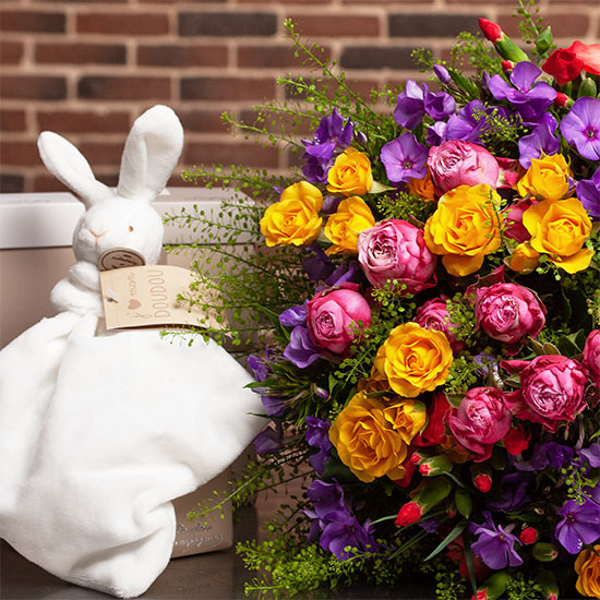 Bouquet Feu d'artifice & doudou lapin 2