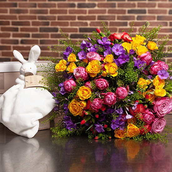 Bouquet Feu d'artifice & doudou lapin