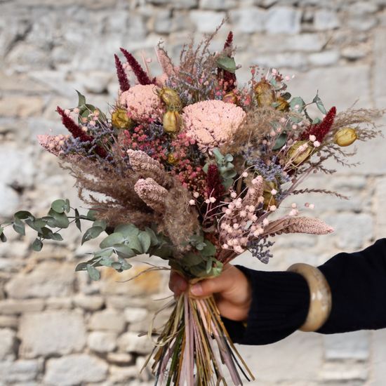 Bohemian pink dried flower bouquet