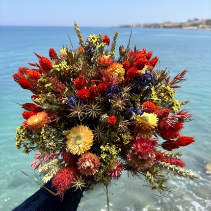 Bouquet Fuego de Cadaqués – Fleurs séchées colorées