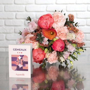 Gemini Bouquet – Elegant Zodiac Bouquet with Peonies & Calla Lily | Aquarelle
