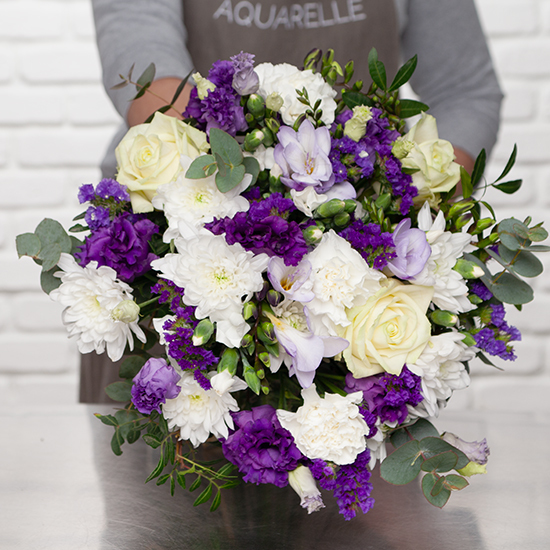 Bouquet parfumé blanc et violet - Aquarelle - Livraison de fleurs