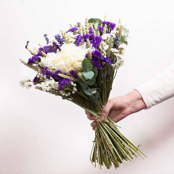 bouquet séché bleu blanc 