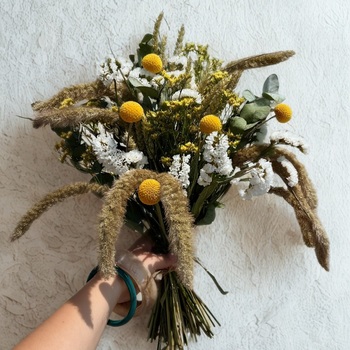 Bouquet Sol de Verano – Fleurs séchées jaunes et blanches Rosa Cadaqués