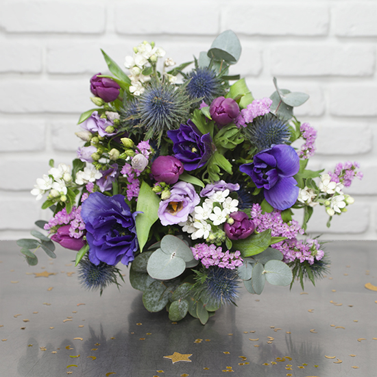 Bouquet Verseau Bouquet de fleurs violet, bleu et rose à offrir 2