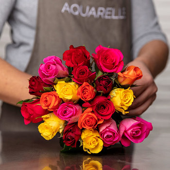 Bouquet de 20 roses Arlequin