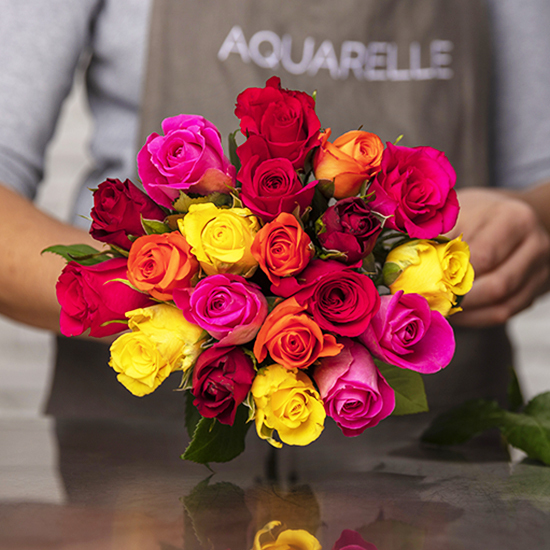 Bouquet de 20 roses Arlequin 3