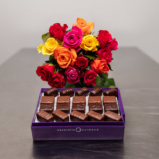 Roses et chocolats pralinés