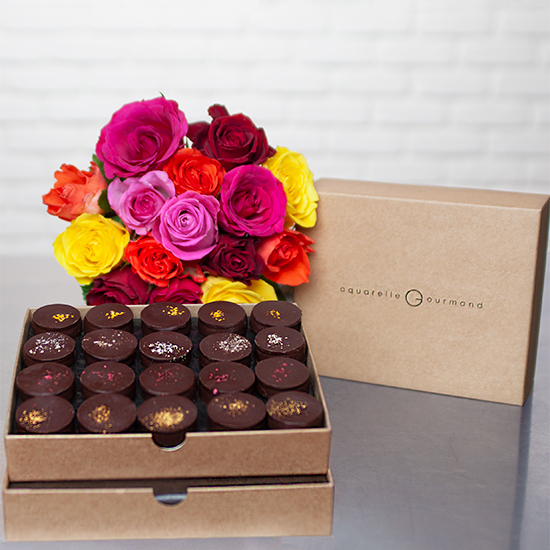 Pure Origins Dark Chocolates and roses