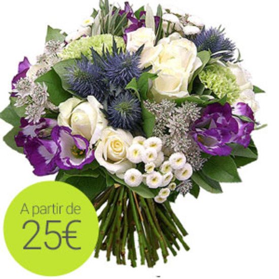Flores a domicilio-  Maravillosa composición de flores de temporada en tonos Azules. Envío rápido de Flores a toda España-