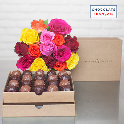 Envia Mini Tentaciones de Chocolate con rosas