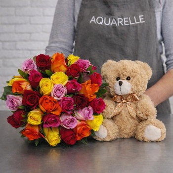 Ramo de Rosas y peluche