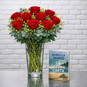Pack Sant Jordi con rosas rojas y libro