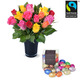 15 roses and vase with 20 mini Easter eggs 