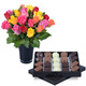 Chocolats pralinés et 20 roses