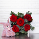  Grandes roses rouges 5t + 1 doudou lapin