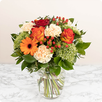 Warme Hulde - Rouwboeket in oranje tinten