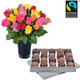Dark and milk Ecuador Chocolate Rochers + 20 roses and a vase