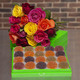 Fruit pastes with a bouquet of 15 roses and a vase