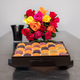 Fruit pastes with a bouquet of 15 roses and a vase
