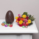 Bitterschokolade Osterei 15 cm + 15 Eierchen + 15 Rosen