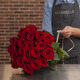 Bouquet of long-stemmed red roses
